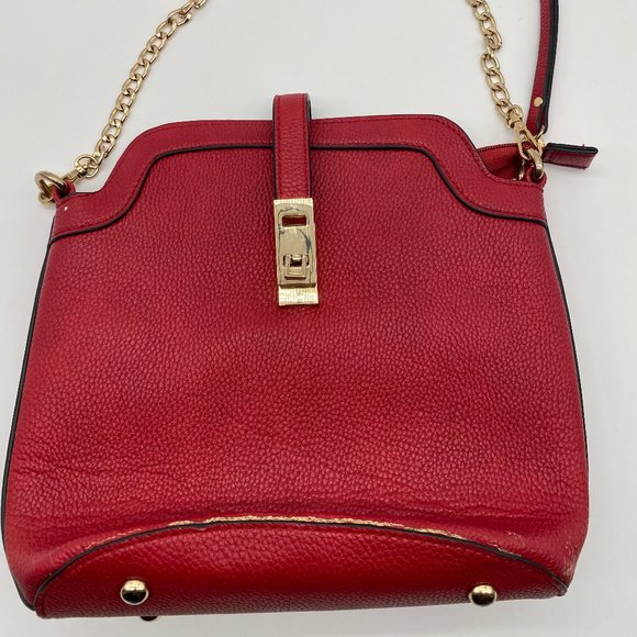 Handbags - EUC Womens Red Gold Small Hand Bag Purse